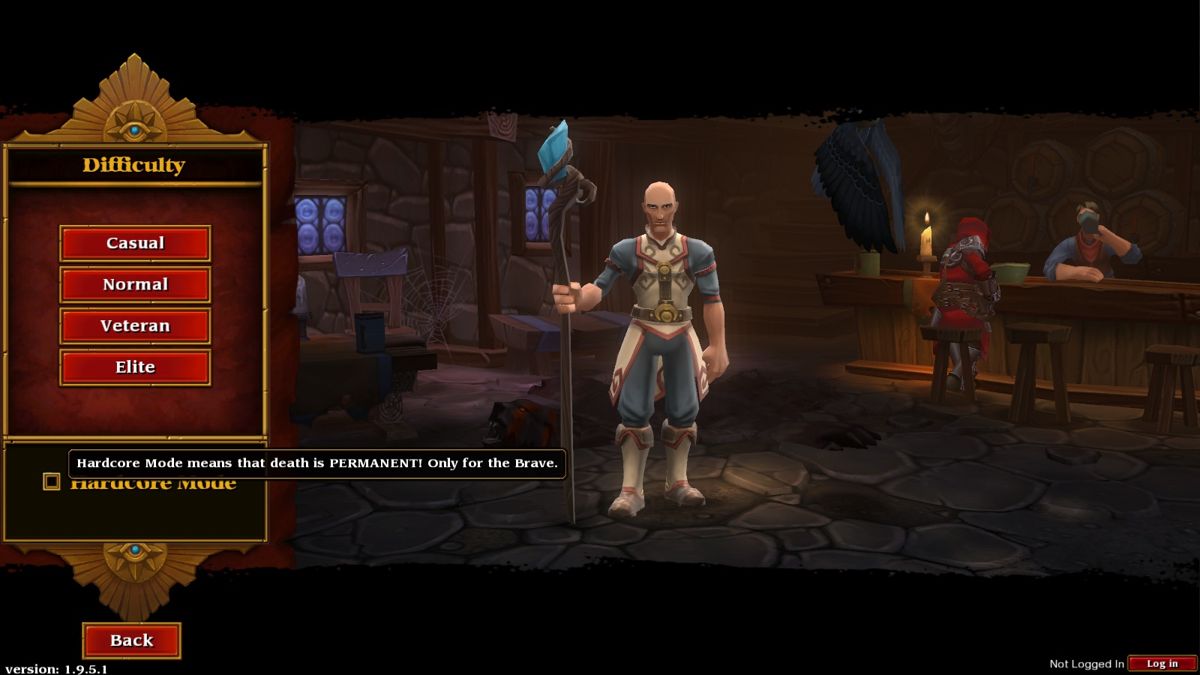 Torchlight II (Windows) screenshot: All of the difficulty levels are available from start.