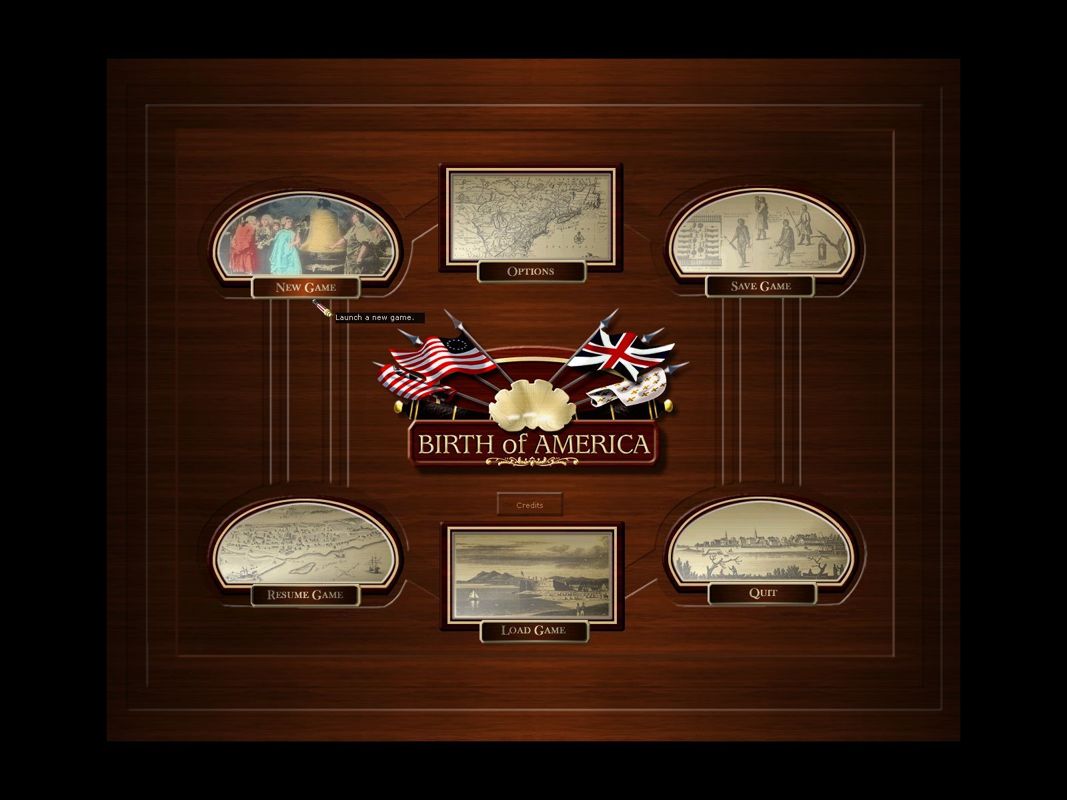 Birth of America (Windows) screenshot: This is the game's main menu