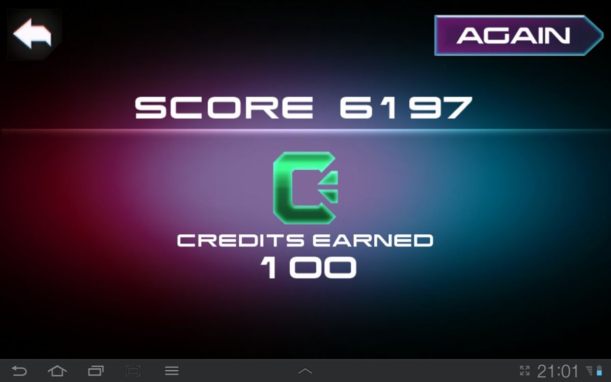 Supersonic (Android) screenshot: Score shown after a blitz game