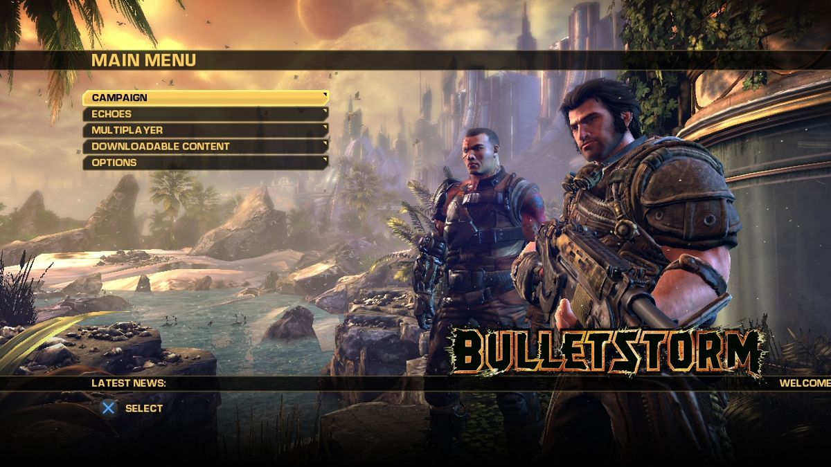 Bulletstorm (PlayStation 3) screenshot: Main menu