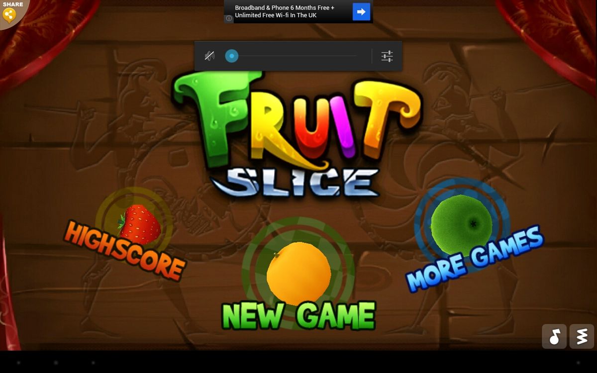 Fruit Slice (Android) screenshot: The main menu