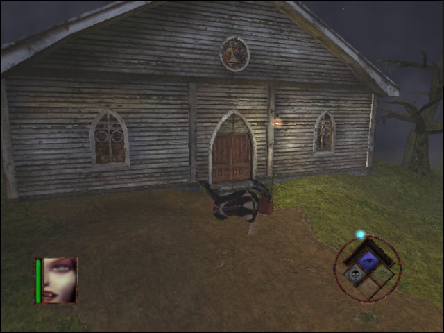 BloodRayne (GameCube) screenshot: Rayne's jumping attack. You'll need it a lot