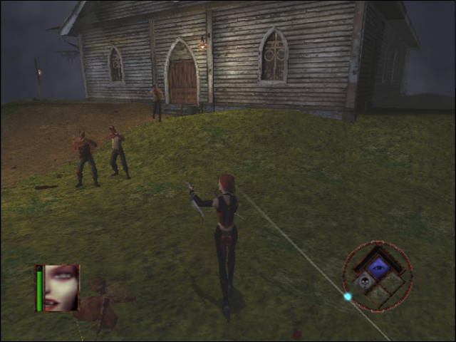 BloodRayne (GameCube) screenshot: Shooting the baddies