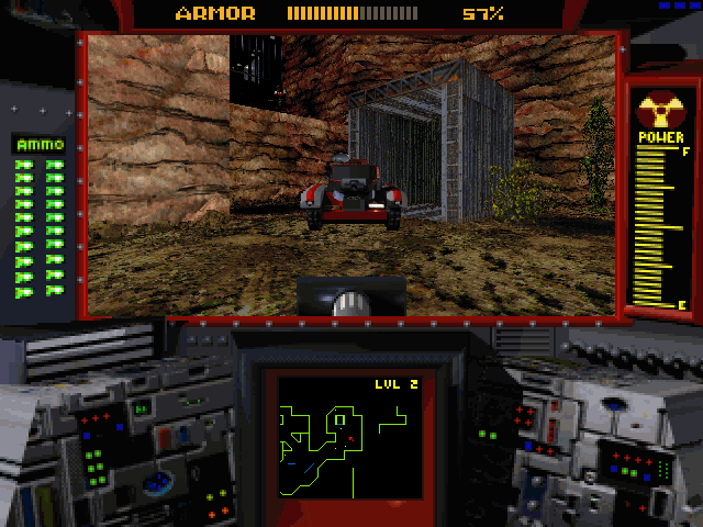 CyberMage: Darklight Awakening (Demo Version) (DOS) screenshot: The enemies have a tank of their own...