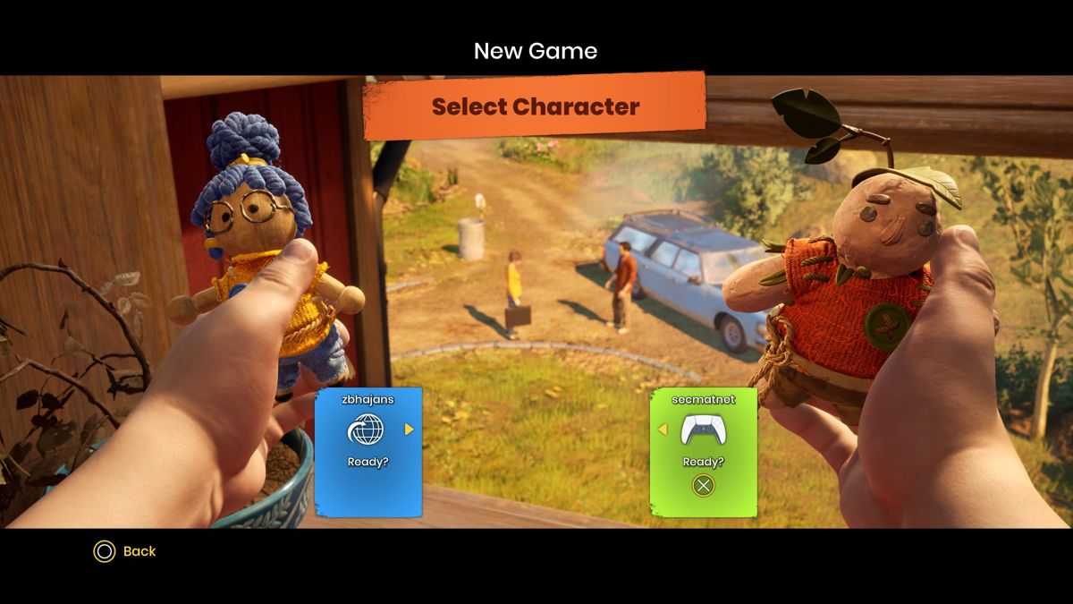 It Takes Two (PlayStation 5) screenshot: Players are selecting their character