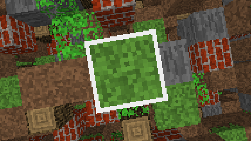 Minecraft 4k (Browser) screenshot: Blocks to interact with are highlighted in white.