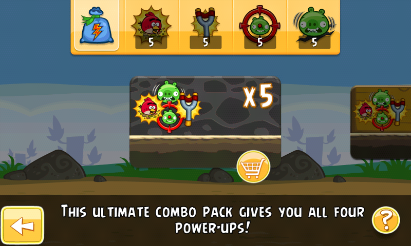 Angry Birds (Android) screenshot: You can get upgrades in combo packs