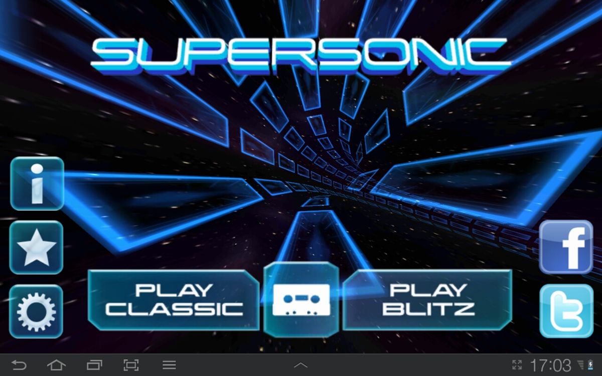 Supersonic (Android) screenshot: Main menu