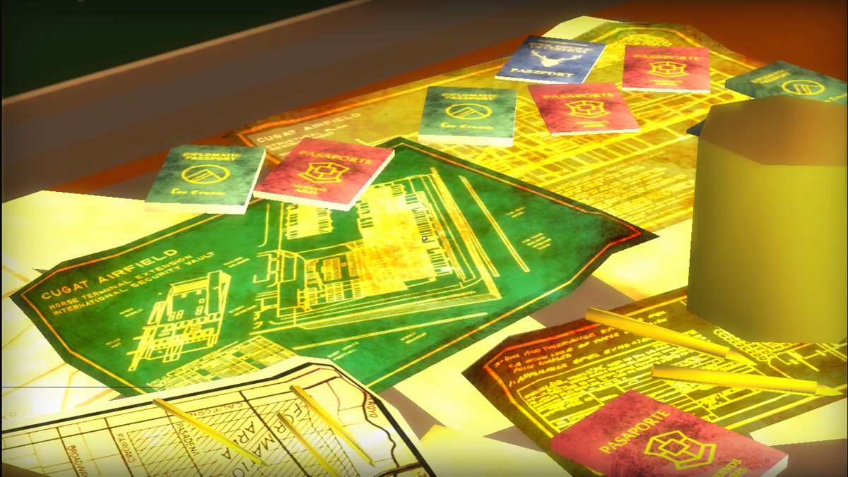 Thirty Flights of Loving (Windows) screenshot: Close-up of some passports