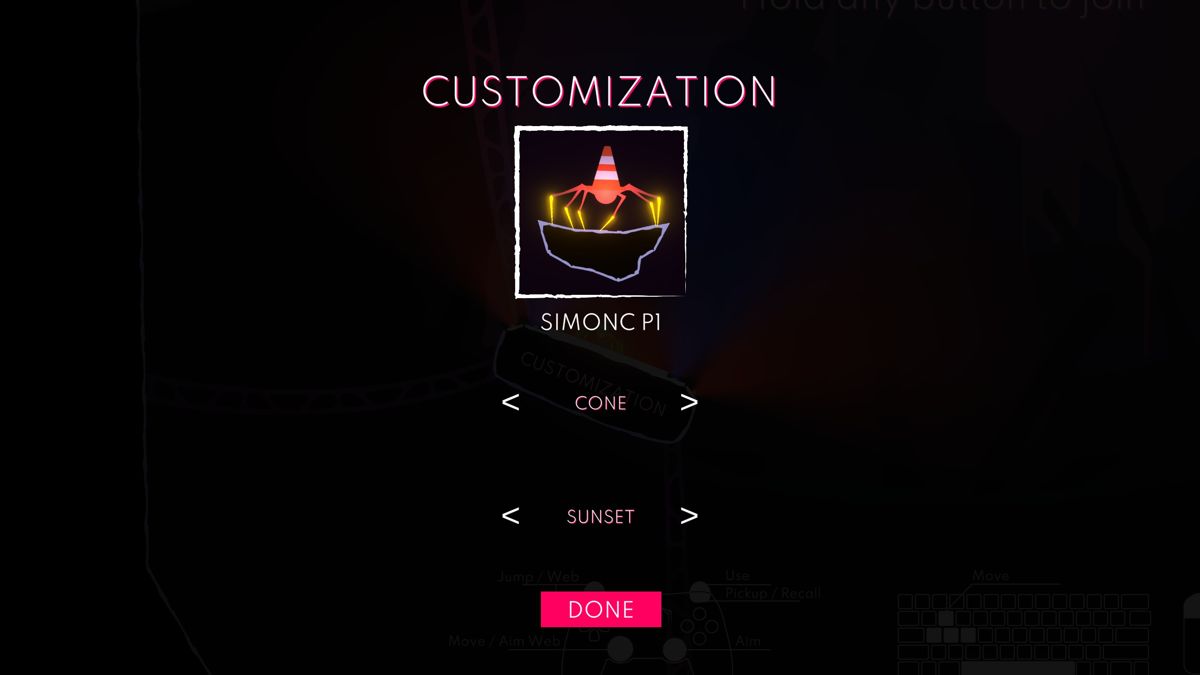 SpiderHeck (Windows) screenshot: Character customization options