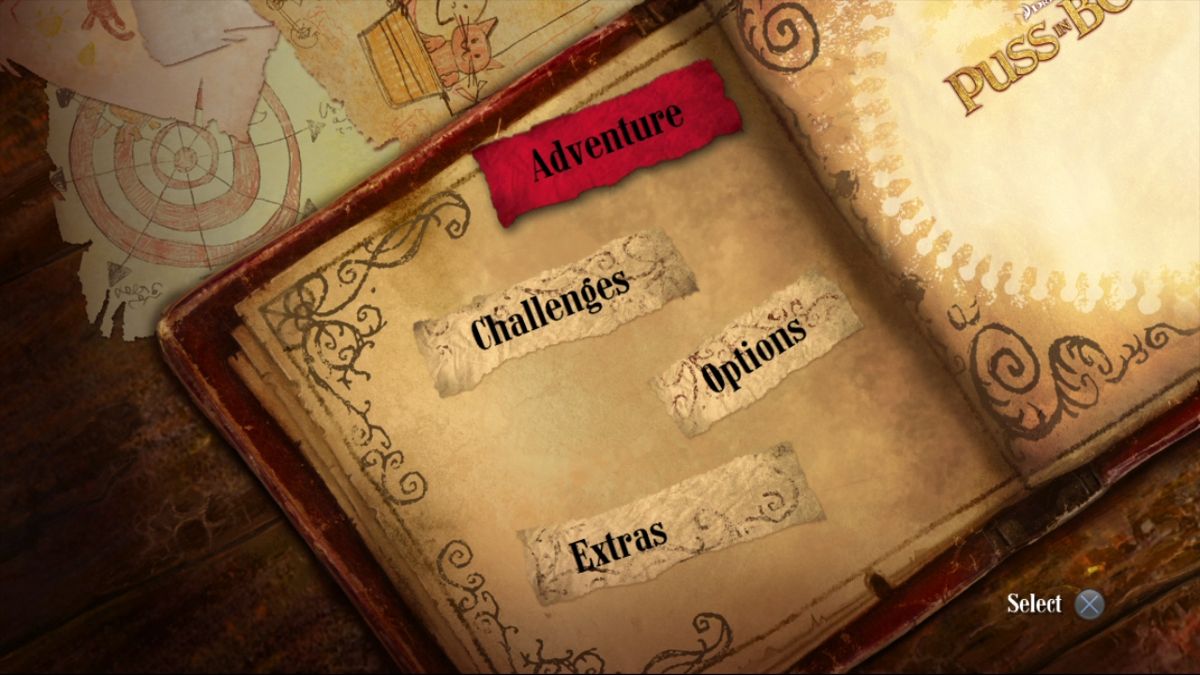 DreamWorks Puss in Boots (PlayStation 3) screenshot: Main menu