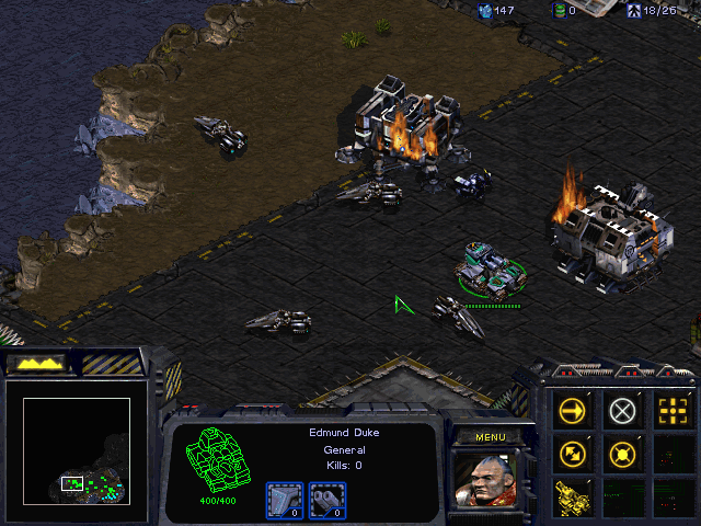 StarCraft (Demo Version) (Windows) screenshot: ...until General Duke personally arrives to fend them off.