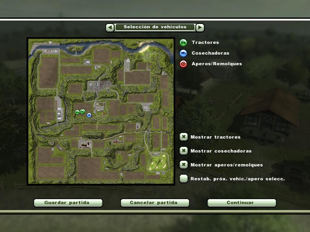 Farming Simulator 2013 (Windows) screenshot: Vehicles map