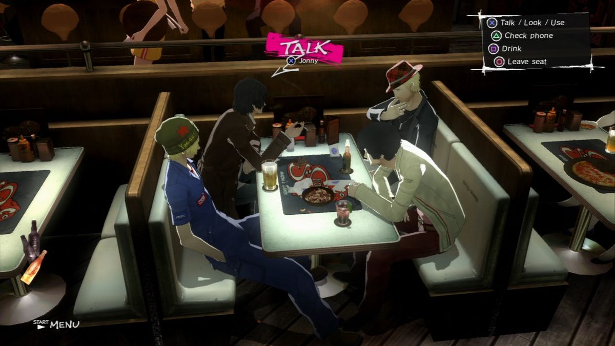 Catherine (PlayStation 3) screenshot: When you're not climbing or watching cut-scenes, you will spend time in the Stray Sheep bar.