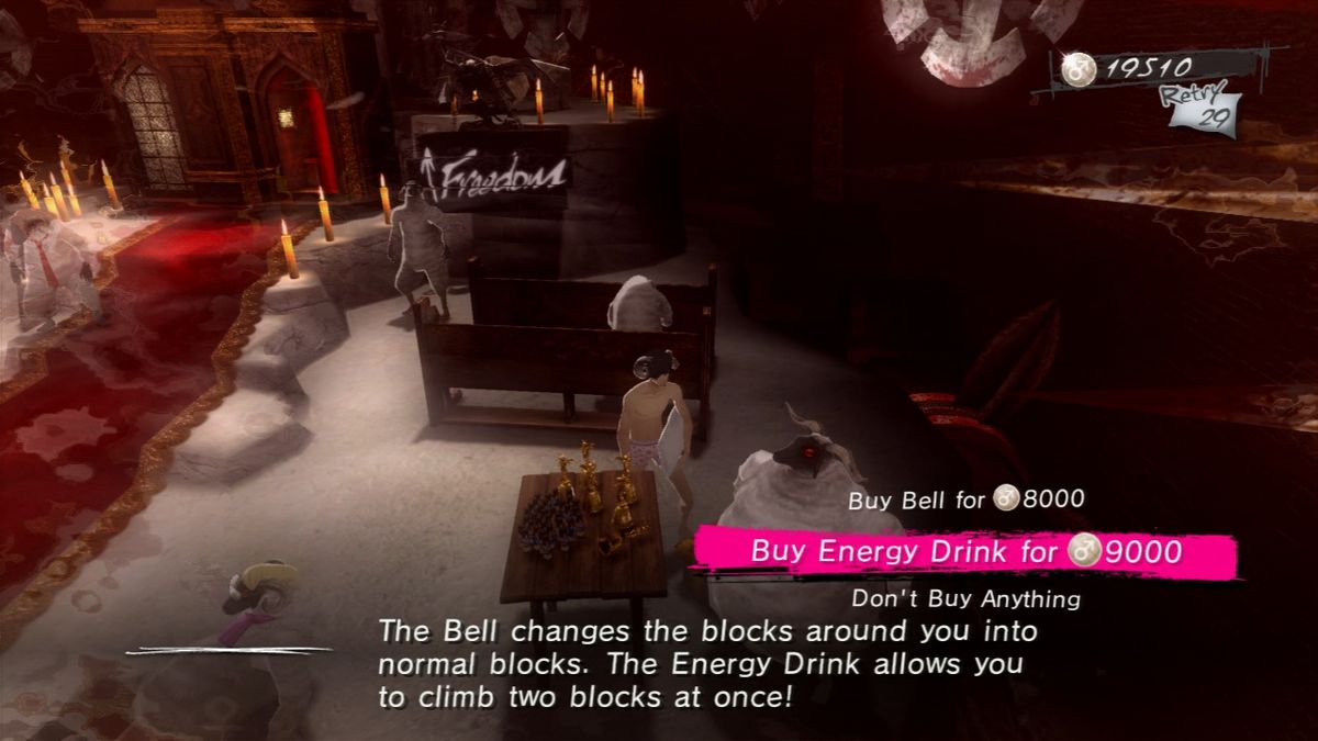 Catherine (PlayStation 3) screenshot: You can buy special items from a merchant sheep.