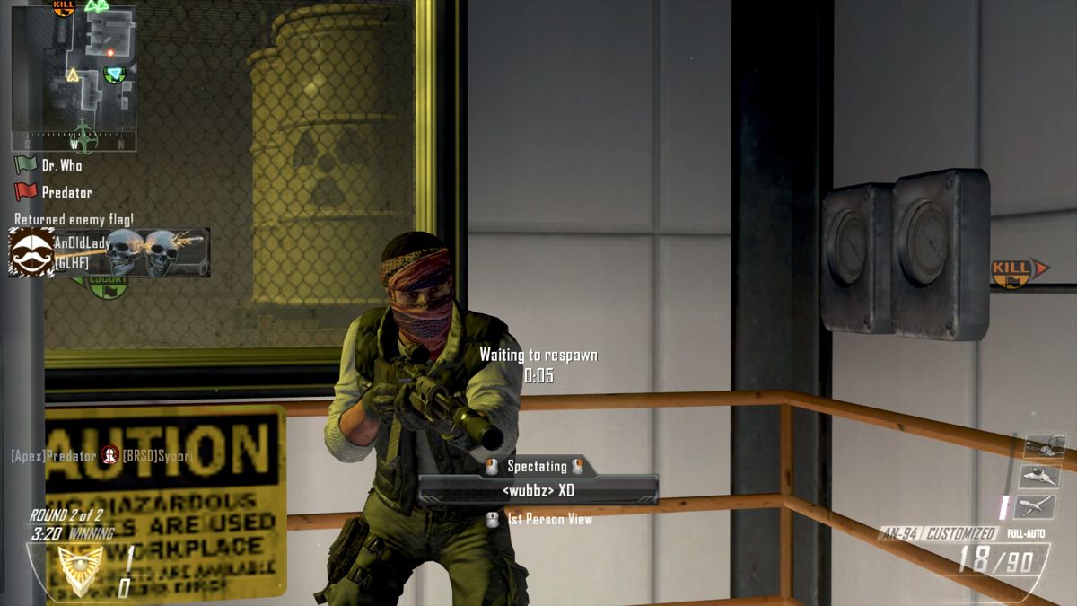 Call of Duty: Black Ops II (Windows) screenshot: Waiting to respawn in CTF.