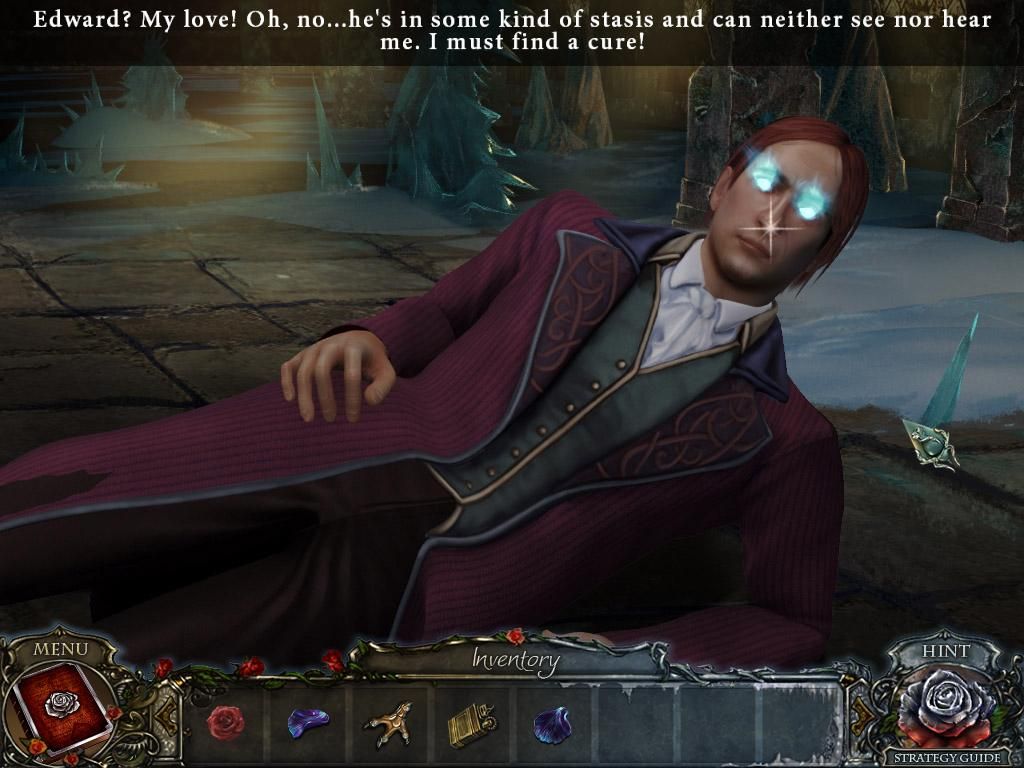 Living Legends: Ice Rose (Collector's Edition) (Windows) screenshot: Bonus Play – Edward in stasis needs an elixir to break the spell