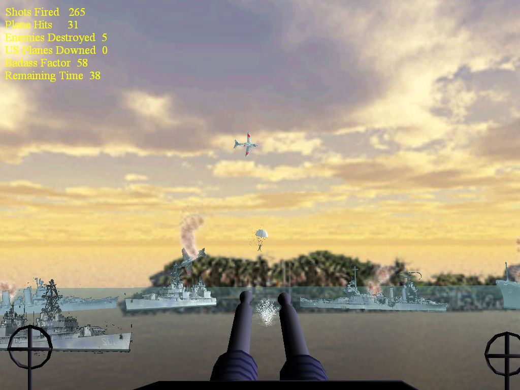 Pearl Harbor Encounter (Windows) screenshot: Shoot down planes have funny physics