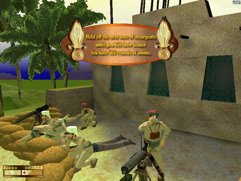Saharan Outpost (Windows) screenshot: You and your men (and the goal)