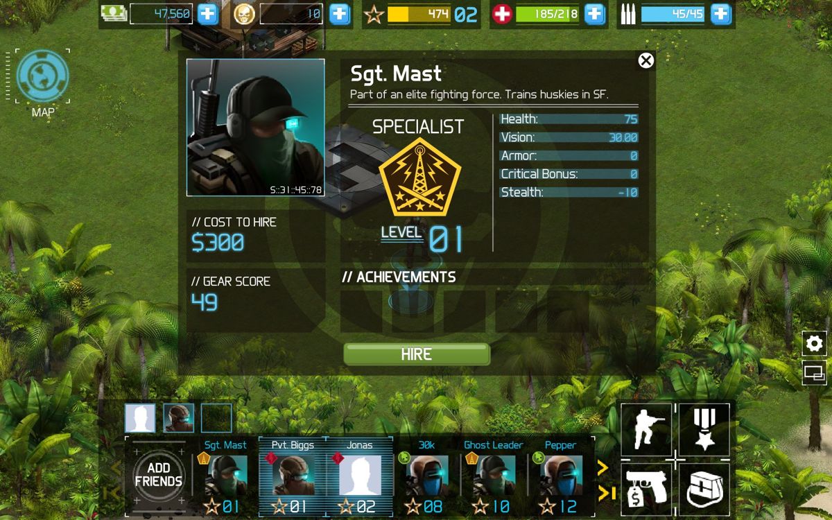 Tom Clancy's Ghost Recon: Commander (Browser) screenshot: Hiring a new soldier.