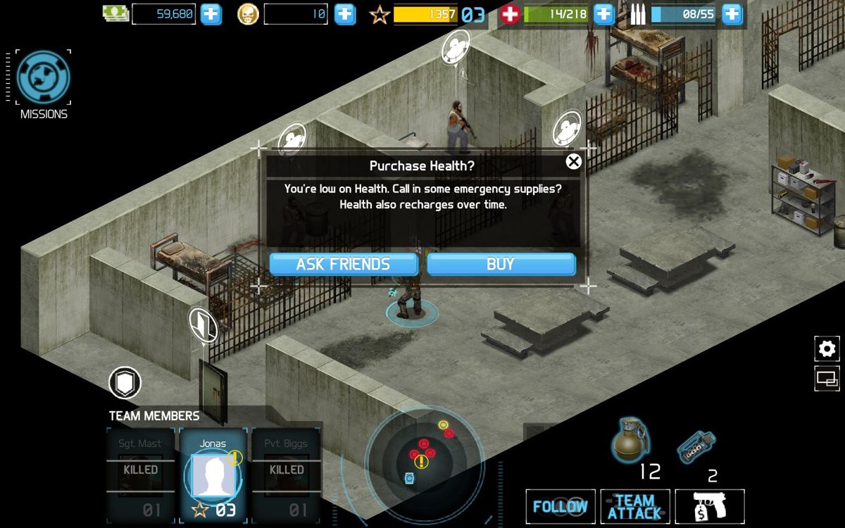 Tom Clancy's Ghost Recon: Commander (Browser) screenshot: Health is getting low.