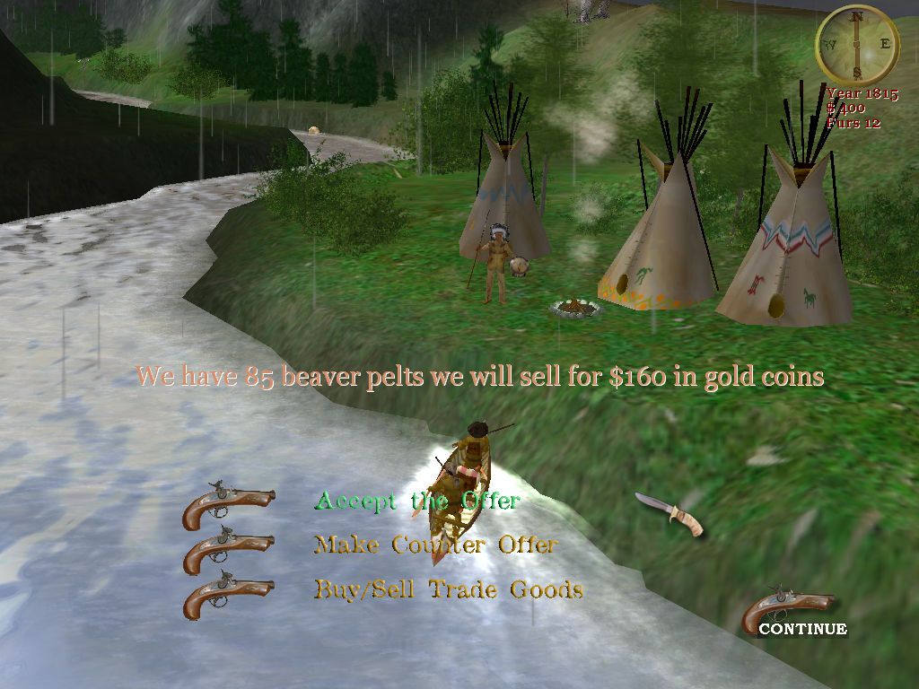 Territory: The Mountain Men (Windows) screenshot: That sounds like a good offer