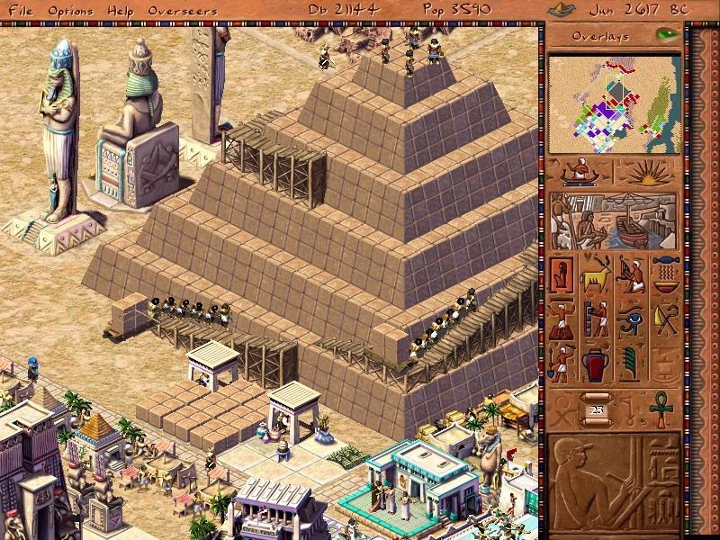 Pharaoh (Windows) screenshot: Finishing a stepped pyramid