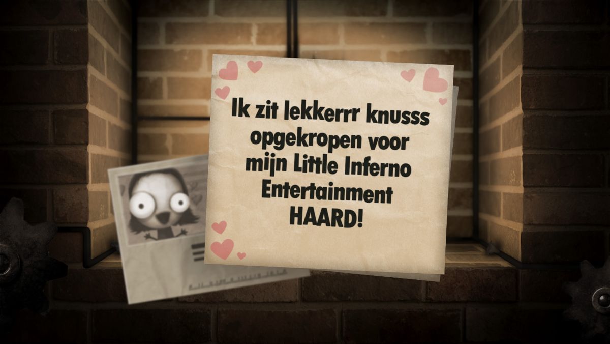Little Inferno (Windows) screenshot: Here's Sugar Plumps! (Dutch version)