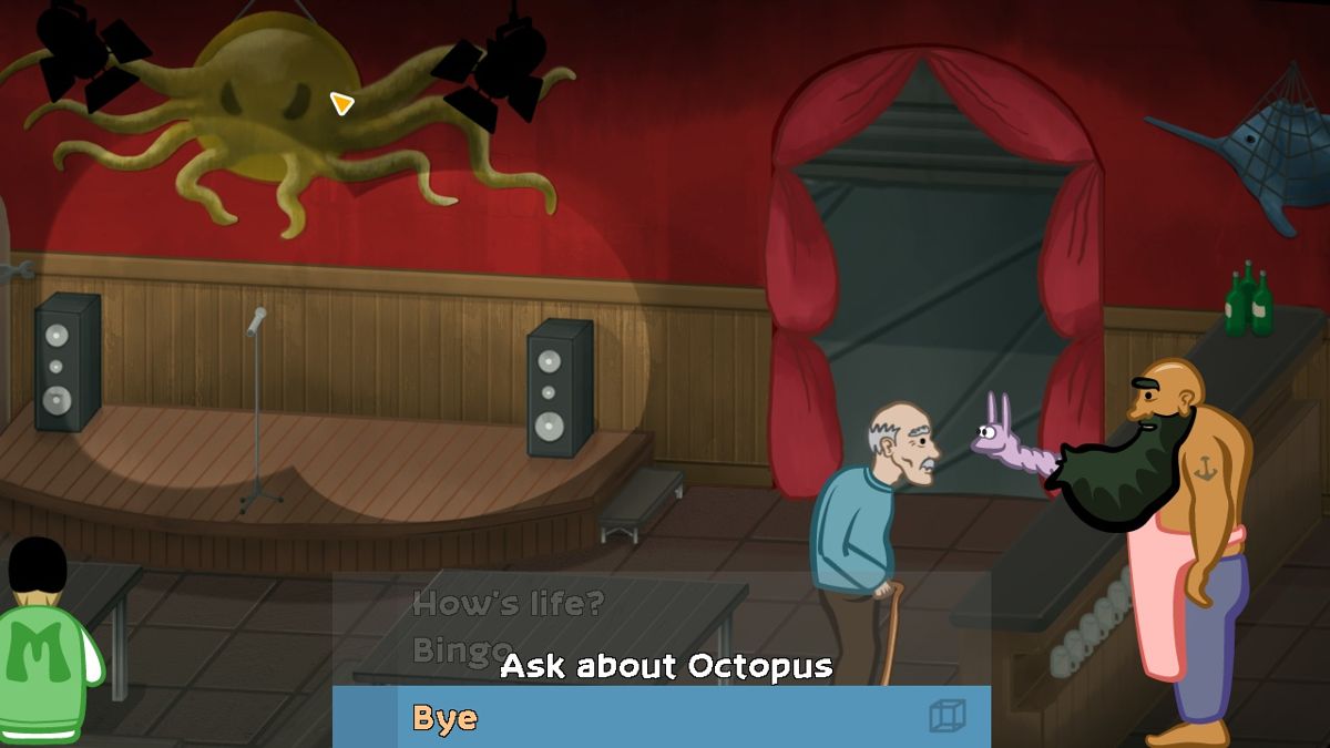 Barely Floating (Windows) screenshot: Lets start by asking about the octopus - the beard worm may be a touchy subject to rush into.