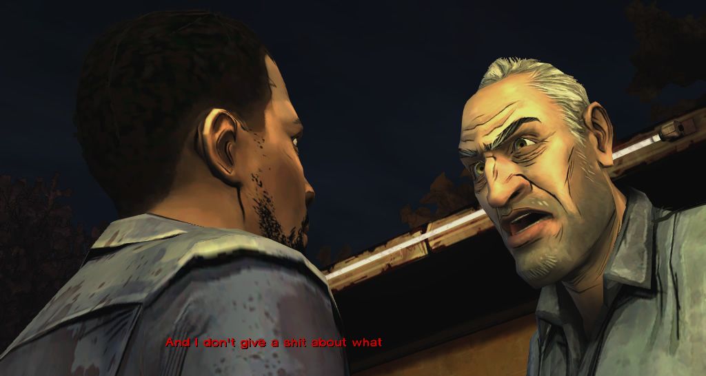 The Walking Dead (Windows) screenshot: Episode 1 - Larry has a few harsh words for Lee's actions.