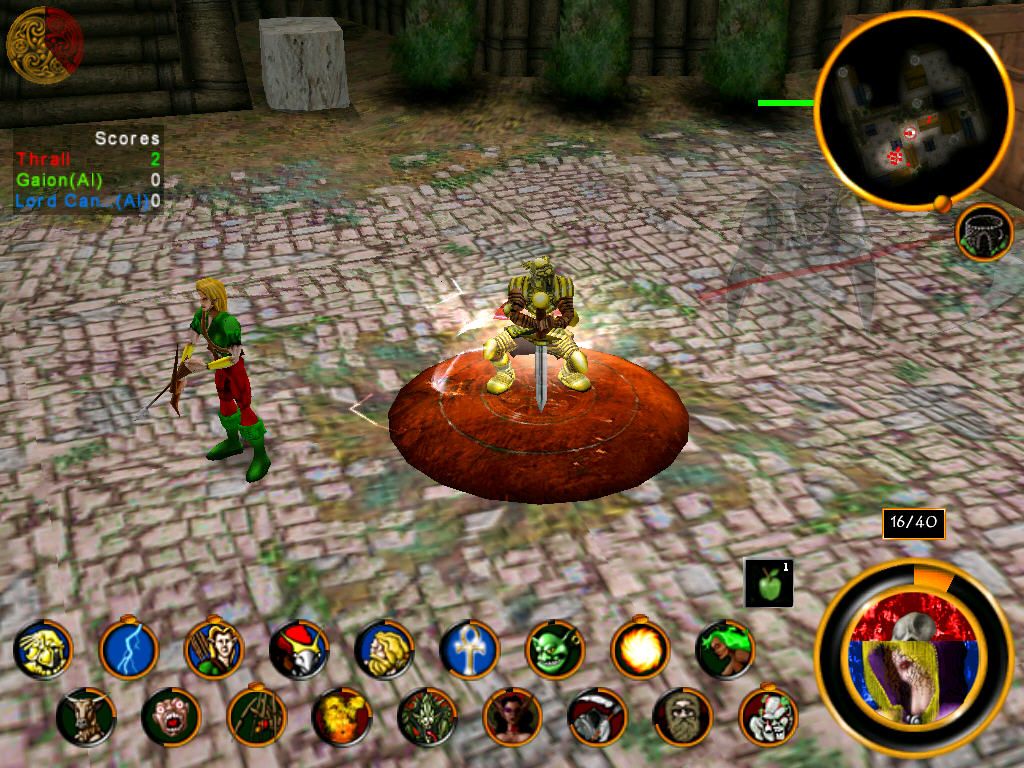 Magic & Mayhem: The Art of Magic (Windows) screenshot: Golden knight on invisible "throne"