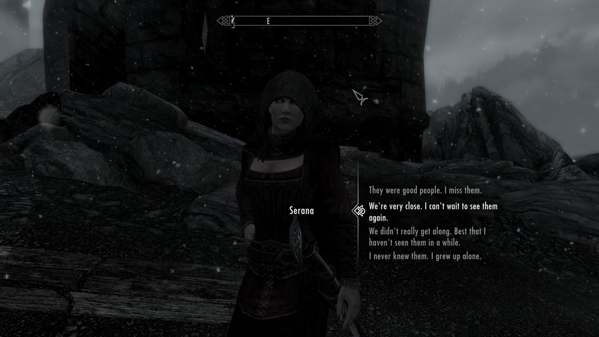 The Elder Scrolls V: Skyrim - Dawnguard (Windows) screenshot: Following the tradition, Serana isn't just a dumb follower and has some talking to talk.