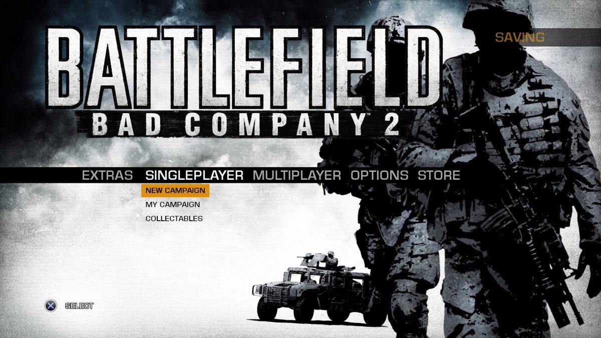 Battlefield: Bad Company 2 (PlayStation 3) screenshot: Main menu
