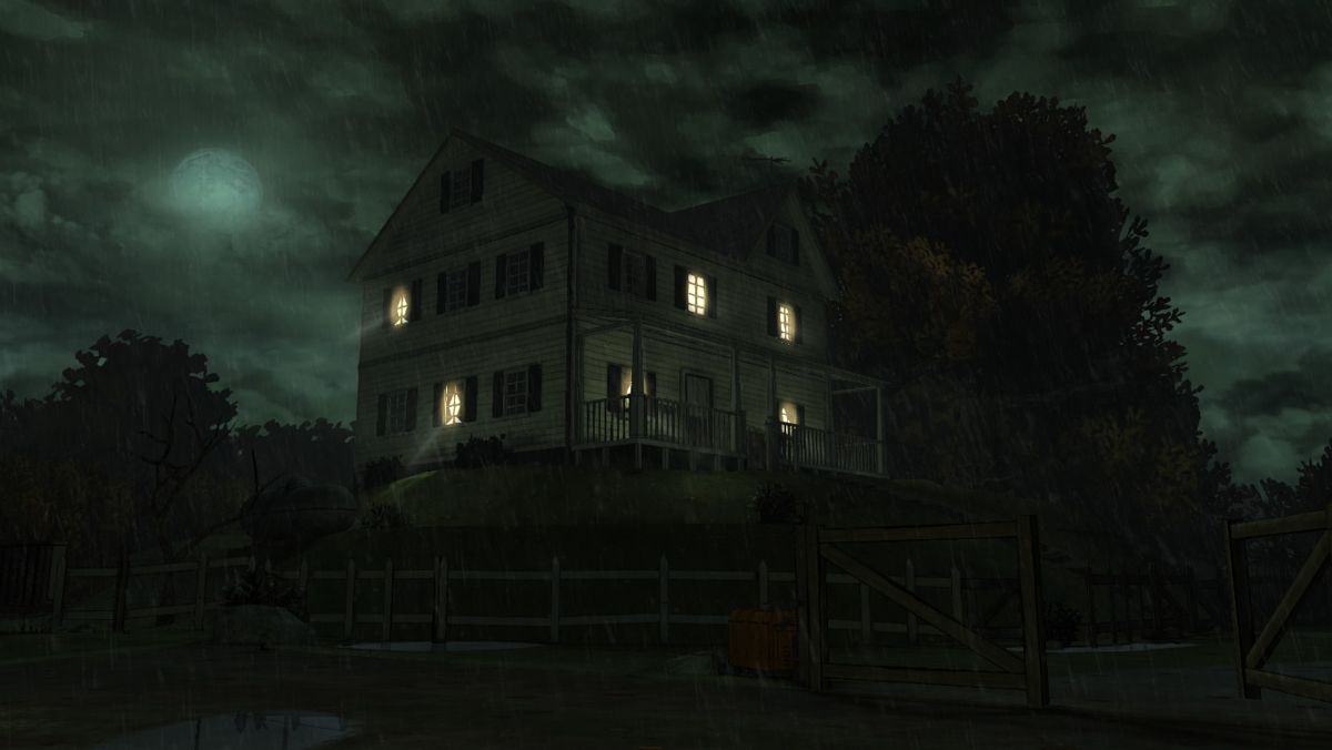 The Walking Dead (Windows) screenshot: Episode 2 - The farm at night, in the rain