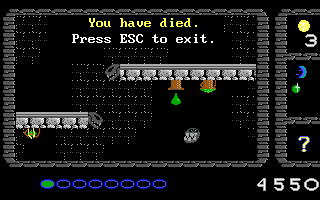 Dark Ages (DOS) screenshot: Game over.