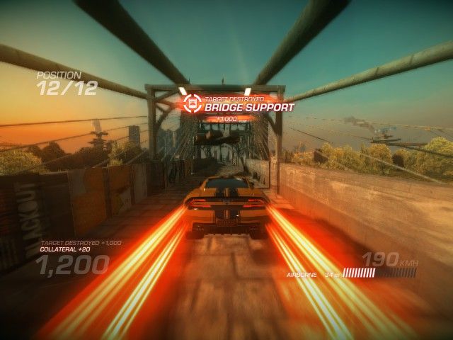 Ridge Racer: Unbounded (Windows) screenshot: Drift gives you "power" which in turn acts like a boost and enables the player to destroy things.