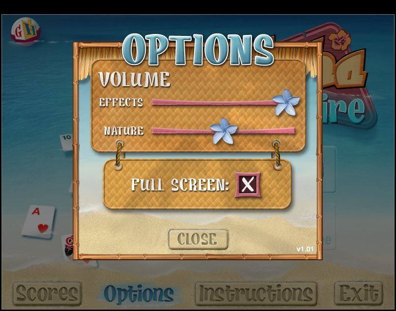 Aloha Solitaire (Windows) screenshot: There aren't many options to this game