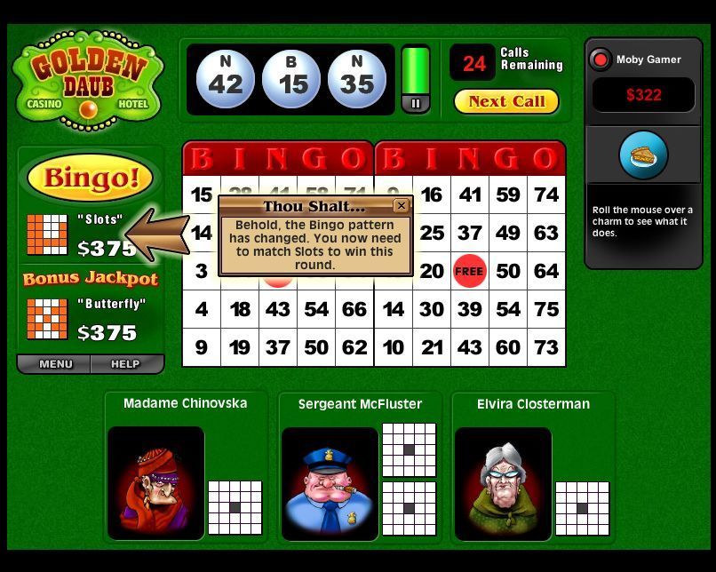 Saints & Sinners Bingo (Windows) screenshot: This tool tip shows the winning combination for this game