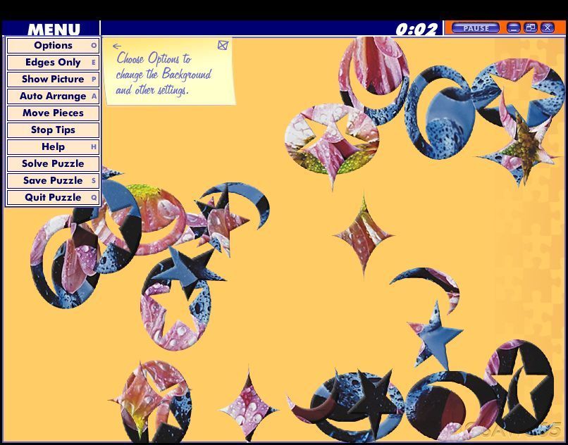 Jigsaw365 (Windows) screenshot: A Special Shape puzzle has been selected. This screen shot shows the tools available to the player