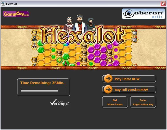 Hexalot (Windows) screenshot: The game is available in a shareware, time limited, form
