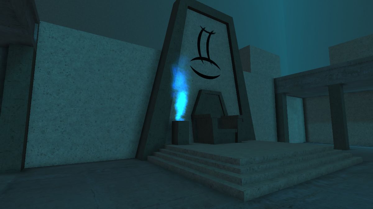 Kairo (Windows) screenshot: Plenty of clues here: only one blue flame is lit, so you need to do something else to progress.