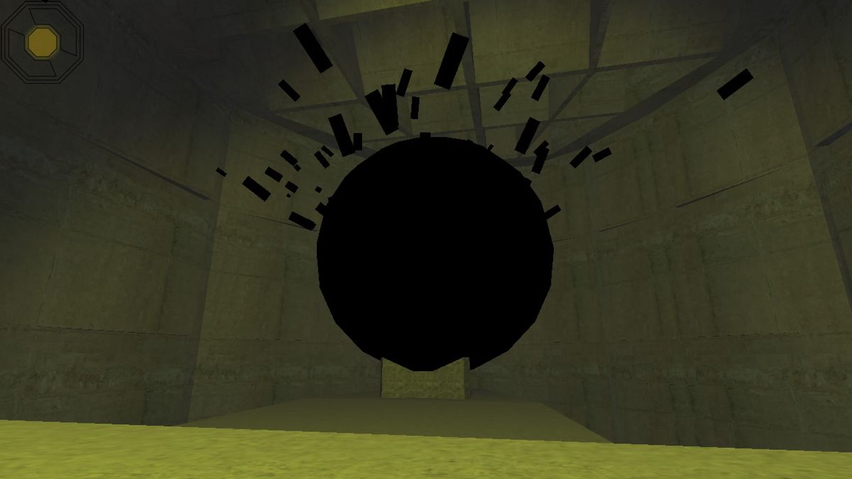 Kairo (Windows) screenshot: A puzzle with a large energy ball has been solved.