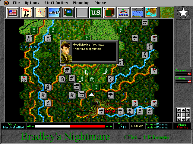 D-Day: America Invades (DOS) screenshot: A game in progress