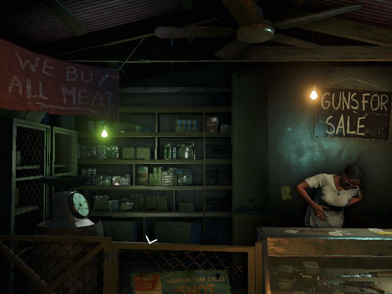 Far Cry 3 (Windows) screenshot: The gun shop is unexpectedly atmospheric