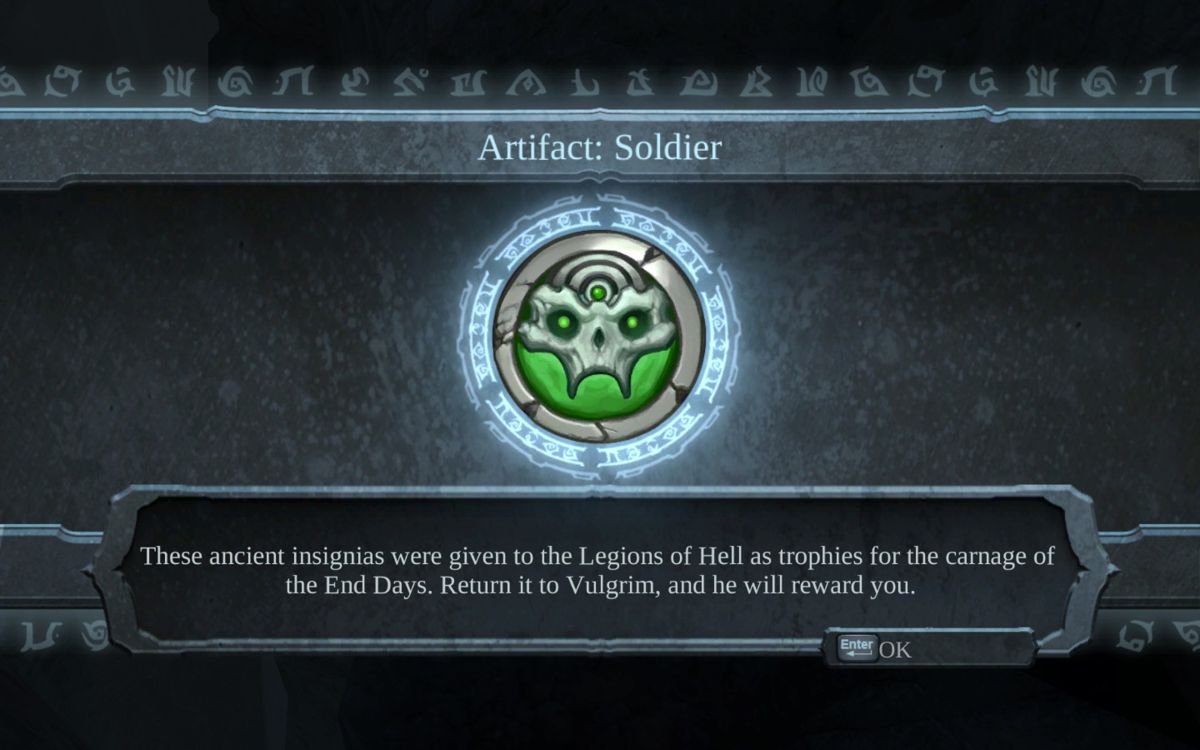 Darksiders (Windows) screenshot: Artifacts can be exchanged for souls, the game's currency.