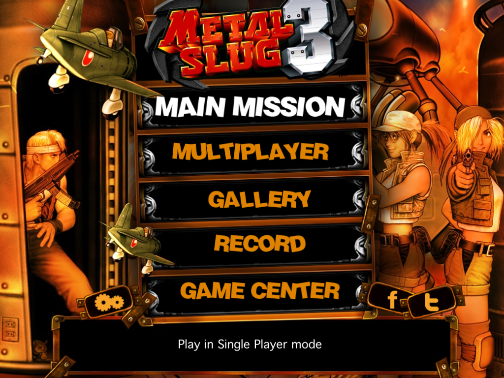 Metal Slug 3 (iPad) screenshot: Main menu