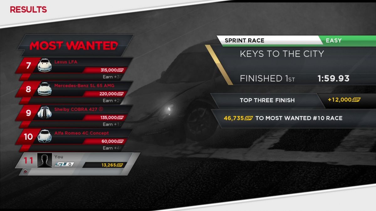 Need for Speed: Most Wanted (PlayStation 3) screenshot: Each race improves the player's ranking in the Most Wanted list.