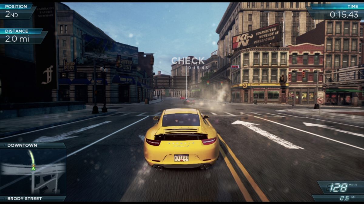 Need for Speed: Most Wanted (PlayStation 3) screenshot: Tailing the opponent in the sprint run.
