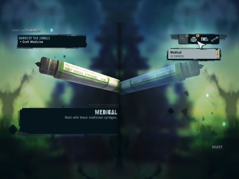Far Cry 3 (Windows) screenshot: You can make your own healing items