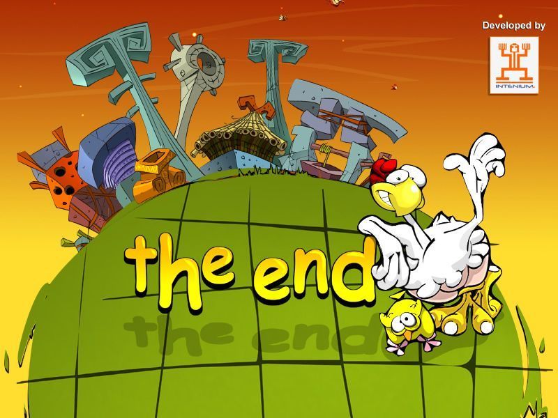 Chicken Attack (Windows) screenshot: The nice big colourful end of game screen